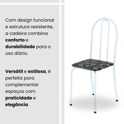 Conjunto de Mesa Tubular 100cm X 60cm Tampo em Granito com 4 Cadeiras - 9