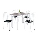 Ver imagem 2 de Conjunto de Mesa Tubular 100cm x 60cm Tampo em Granito com 4 Cadeiras Branco/Preto
