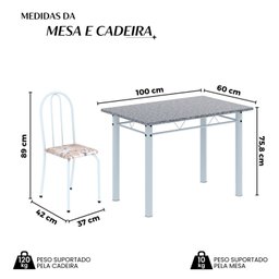 Conjunto de Mesa Tubular 100cm X 60cm Tampo em Granito com 4 Cadeiras - 5