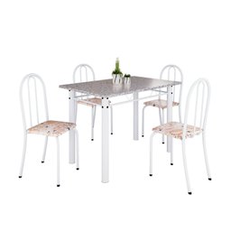 Conjunto de Mesa Tubular 100cm X 60cm Tampo em Granito com 4 Cadeiras - 2