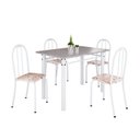 Ver imagem 2 de Conjunto de Mesa Tubular 100cm x 60cm Tampo em Granito com 4 Cadeiras Branco/Bege