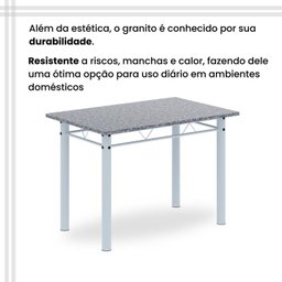 Conjunto de Mesa Tubular 100cm X 60cm Tampo em Granito com 4 Cadeiras - 10