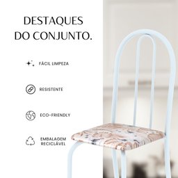 Conjunto de Mesa Tubular 100cm X 60cm Tampo em Granito com 4 Cadeiras - 7