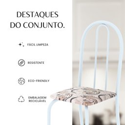 Conjunto de Mesa Tubular 100x60cm Tampo em Granito com 4 Cadeiras - 13