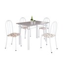 Ver imagem 2 de Conjunto de Mesa Tubular 100x60cm Tampo em Granito com 4 Cadeiras Branco/Arabesco