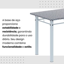 Conjunto de Mesa Tubular 100x60cm Tampo em Granito com 4 Cadeiras - 10