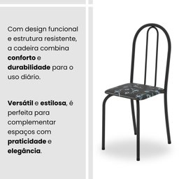 Conjunto de Mesa Tubular 100x60cm Tampo em Granito com 4 Cadeiras - 8