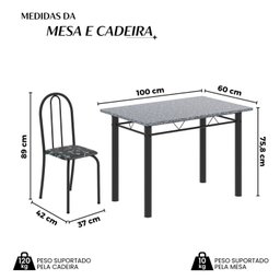 Conjunto de Mesa Tubular 100x60cm Tampo em Granito com 4 Cadeiras - 4