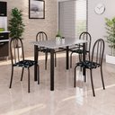 Ver imagem 1 de Conjunto de Mesa Tubular 100x60cm Tampo em Granito com 4 Cadeiras Prata/Preto