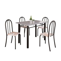 Conjunto de Mesa Tubular 100x60cm Tampo em Granito com 4 Cadeiras - 2