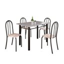 Ver imagem 2 de Conjunto de Mesa Tubular 100x60cm Tampo em Granito com 4 Cadeiras Preto/Bege