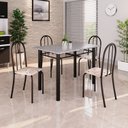 Ver imagem 1 de Conjunto de Mesa Tubular 100x60cm Tampo em Granito com 4 Cadeiras Preto/Bege