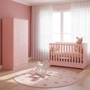 Ver imagem 1 de Quarto de Bebe Infantil Doce Sonho Berço Vira Cama e Guarda Roupas Multiuso Qmovi