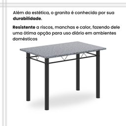 Conjunto de Mesa Tubular 100x60cm Tampo em Granito com 4 Cadeiras - 9