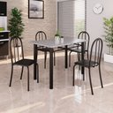 Ver imagem 1 de Conjunto de Mesa Tubular 100x60cm Tampo em Granito com 4 Cadeiras Preto