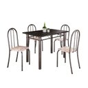 Ver imagem 2 de Conjunto de Mesa Tubular 100x60cm Tampo em Ardósia Indiano com 4 Cadeiras Prata/Bege