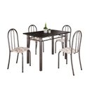 Ver imagem 2 de Conjunto de Mesa Tubular 100x60cm Tampo em Ardósia Indiano com 4 Cadeiras Arabesco/Prata