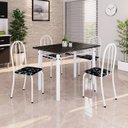 Ver imagem 1 de Conjunto de Mesa Tubular 100x60cm Tampo em Ardósia Indiano com 4 Cadeiras Branco/Preto