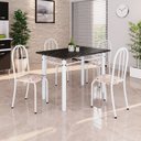 Ver imagem 1 de Conjunto de Mesa Tubular 100x60cm Tampo em Ardósia Indiano com 4 Cadeiras Branco/Bege