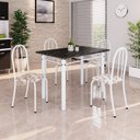 Ver imagem 1 de Conjunto de Mesa Tubular 100x60cm Tampo em Ardósia Indiano com 4 Cadeiras Branco/Arabesco