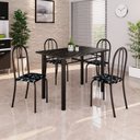 Ver imagem 1 de Conjunto de Mesa Tubular 100x60cm Tampo em Ardósia Indiano com 4 Cadeiras Preto