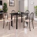Ver imagem 1 de Conjunto de Mesa Tubular 100x60cm Tampo em Ardósia Indiano com 4 Cadeiras Preto/Bege