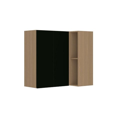 Armário Aéreo Canto Reto 95cm 2 Portas Slim Luciane Móveis Freijó-preto