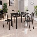 Ver imagem 1 de Conjunto de Mesa Tubular 100x60cm Tampo em Ardósia Indiano com 4 Cadeiras Preto
