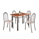 Ver imagem 2 de Conjunto de Mesa Tubular 100x60cm Tampo em MDF com 4 Cadeiras Prata/Bege