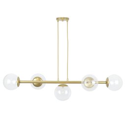 Pendente Jabuticaba Dourado 5 Globos de Vidro Mesa de Jantar:transparente - 1