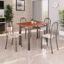 Ver imagem 1 de Conjunto de Mesa Tubular 100x60cm Tampo em MDF com 4 Cadeiras Prata/Arabesco