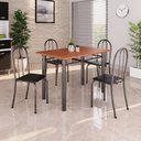 Ver imagem 1 de Conjunto de Mesa Tubular 100x60cm Tampo em Mdf com 4 Cadeiras