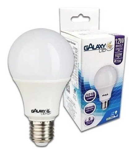Kit C/ 10 Lâmpadas Led 12w 6500k Luz Branca Biv E27 Galaxy - 2