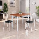 Ver imagem 1 de Conjunto de Mesa Tubular 100x60cm Tampo em MDF com 4 Cadeiras Branco/Preto