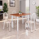 Ver imagem 1 de Conjunto de Mesa Tubular 100x60cm Tampo em MDF com 4 Cadeiras Branco/Bege