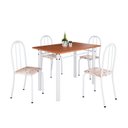 Ver imagem 2 de Conjunto de Mesa Tubular 100x60cm Tampo em MDF com 4 Cadeiras Branco/Bege
