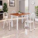 Ver imagem 1 de Conjunto de Mesa Tubular 100x60cm Tampo em MDF com 4 Cadeiras Branco/Arabesco