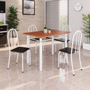 Ver imagem 1 de Conjunto de Mesa Tubular 100x60cm Tampo em MDF com 4 Cadeiras Preto/Branco