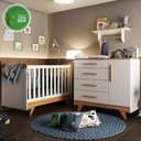 Ver imagem 1 de Quarto Bebê Completo com Berço Retro, Cômoda Retrô Lisa e Prateleira Móveis Peroba Branco/