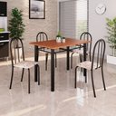 Ver imagem 1 de Conjunto de Mesa Tubular 100x60cm Tampo em MDF com 4 Cadeiras Preto/Bege