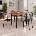 Ver imagem 1 de Conjunto de Mesa Tubular 100x60cm Tampo em MDF com 4 Cadeiras Preto