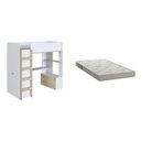 Ver imagem 3 de Cama Infantil Elevada Multifuncional 1 Armário 1 Escrivaninha com Colchão Branco/Carvalho Araguaia