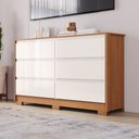 Ver imagem 1 de Cômoda 6 Gavetas com Corrediças Telescópicas Layla 130cm Cinamomo/Off White Casa 812