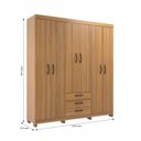 Ver imagem 3 de Guarda-Roupa Casal 6 Portas e 3 Gavetas Marrom/Ipê