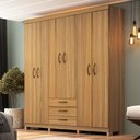 Ver imagem 1 de Guarda-Roupa Casal 6 Portas e 3 Gavetas Marrom/Ipê