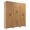 Ver imagem 2 de Guarda-Roupa Casal 6 Portas e 3 Gavetas Marrom/Ipê