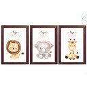 Ver imagem 1 de Kit 3 Quadros Decorativos com Vidro e Moldura -safari Menina:tabaco