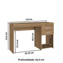 Ver imagem 4 de Escrivaninha Mesa Escritório com 2 Gavetas 121cm Naturalle Bege/Marromle