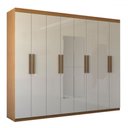 Ver imagem 3 de Guarda-roupa Casal Nirvana 8 Portas 4 gavetas com Espelho Cinamomo/branco - Panorama Móveis
