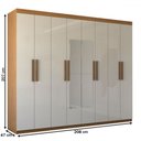 Ver imagem 4 de Guarda-roupa Casal Nirvana 8 Portas 4 gavetas com Espelho Cinamomo/branco - Panorama Móveis
